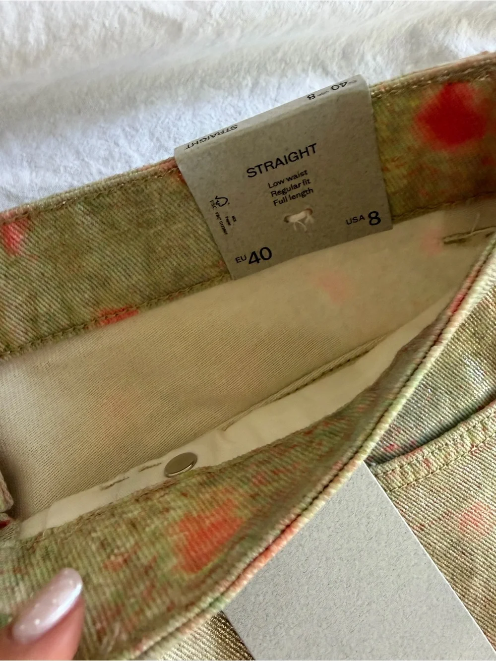 Mango Eckhaus Latta Straight Jeans Foil Polka Dot Silver Pink 40 - Picture 5 of 8